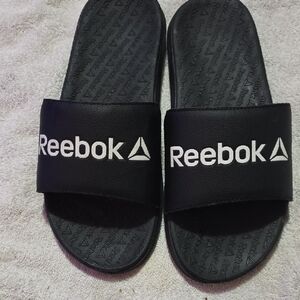 Reebok Black Slides with White Logo
